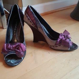 CASADEI velvet wedge heels